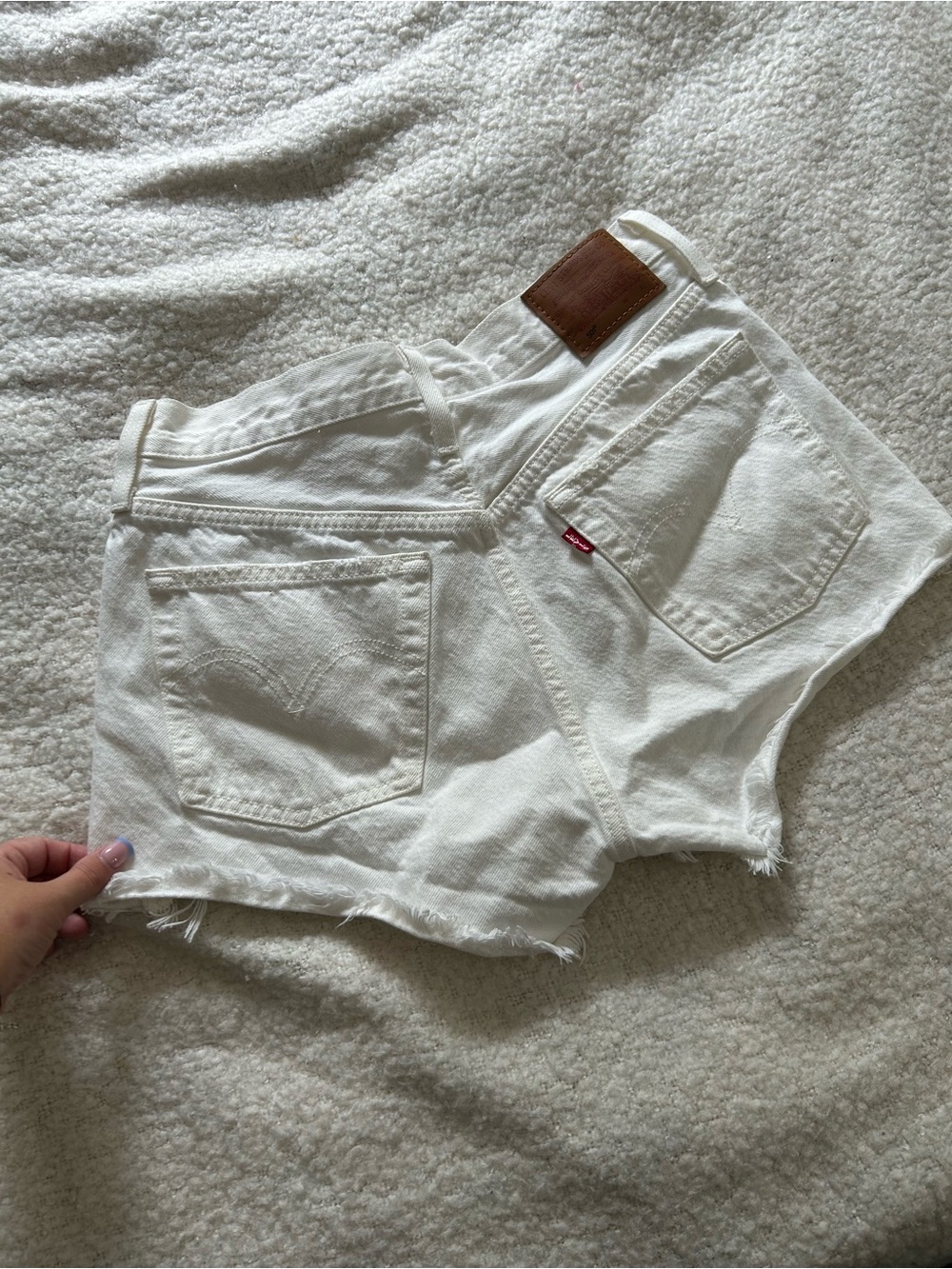Levi's White Denim Cutoff Shorts with Back Pockets